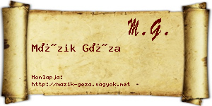 Mázik Géza névjegykártya