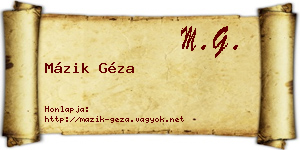 Mázik Géza névjegykártya